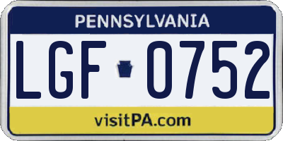 PA license plate LGF0752