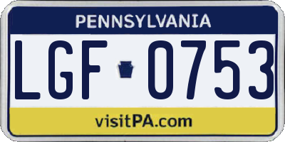 PA license plate LGF0753