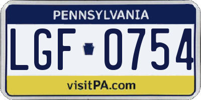 PA license plate LGF0754