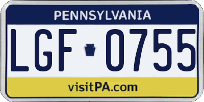 PA license plate LGF0755