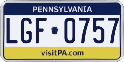 PA license plate LGF0757