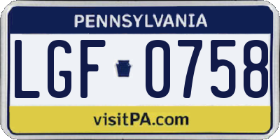 PA license plate LGF0758