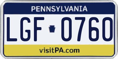 PA license plate LGF0760