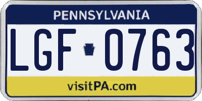 PA license plate LGF0763