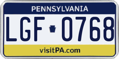 PA license plate LGF0768