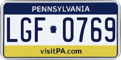 PA license plate LGF0769