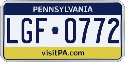 PA license plate LGF0772