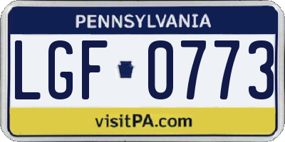 PA license plate LGF0773