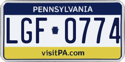 PA license plate LGF0774