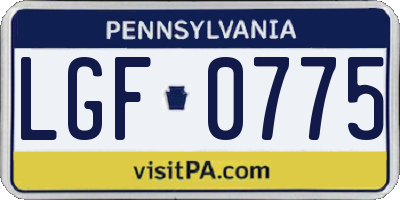 PA license plate LGF0775