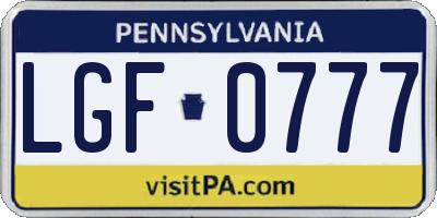 PA license plate LGF0777