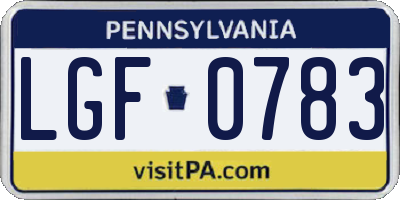 PA license plate LGF0783