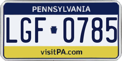 PA license plate LGF0785