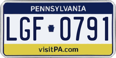 PA license plate LGF0791