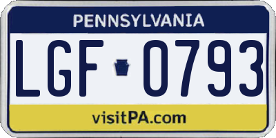 PA license plate LGF0793