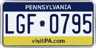 PA license plate LGF0795