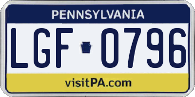 PA license plate LGF0796