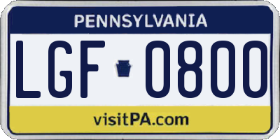 PA license plate LGF0800
