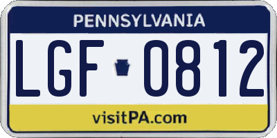 PA license plate LGF0812