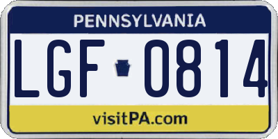 PA license plate LGF0814