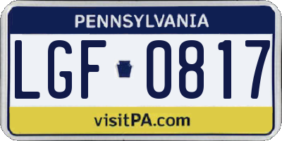 PA license plate LGF0817