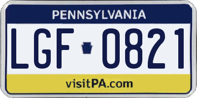 PA license plate LGF0821