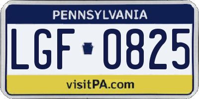 PA license plate LGF0825