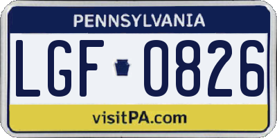 PA license plate LGF0826