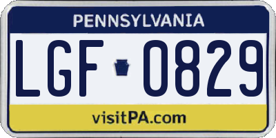 PA license plate LGF0829