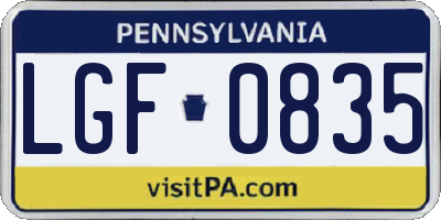 PA license plate LGF0835