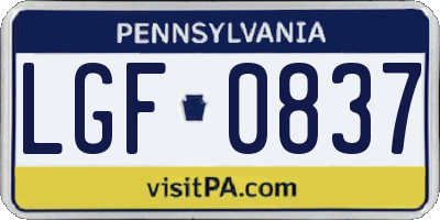 PA license plate LGF0837