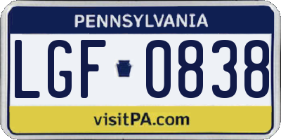 PA license plate LGF0838