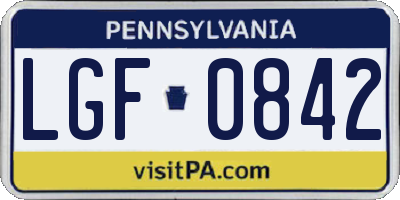 PA license plate LGF0842