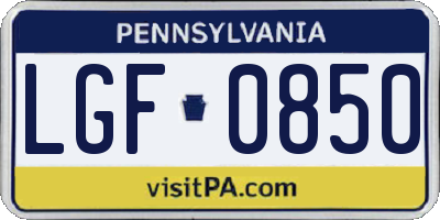 PA license plate LGF0850
