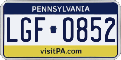 PA license plate LGF0852
