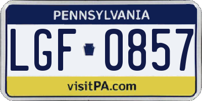 PA license plate LGF0857