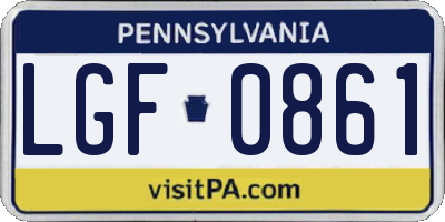 PA license plate LGF0861