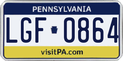 PA license plate LGF0864