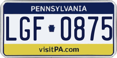 PA license plate LGF0875
