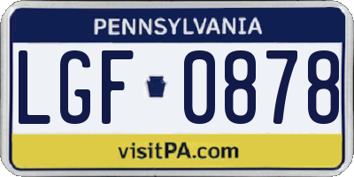 PA license plate LGF0878