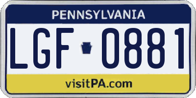 PA license plate LGF0881