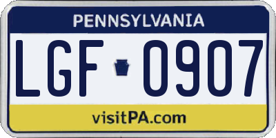 PA license plate LGF0907