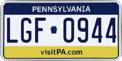 PA license plate LGF0944