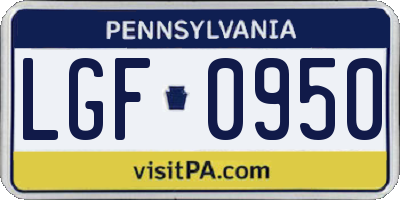 PA license plate LGF0950