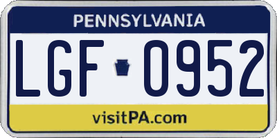 PA license plate LGF0952
