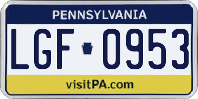 PA license plate LGF0953