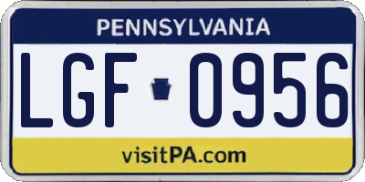 PA license plate LGF0956