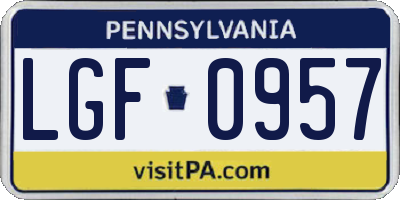 PA license plate LGF0957