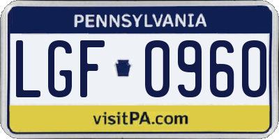 PA license plate LGF0960
