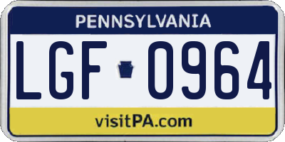 PA license plate LGF0964
